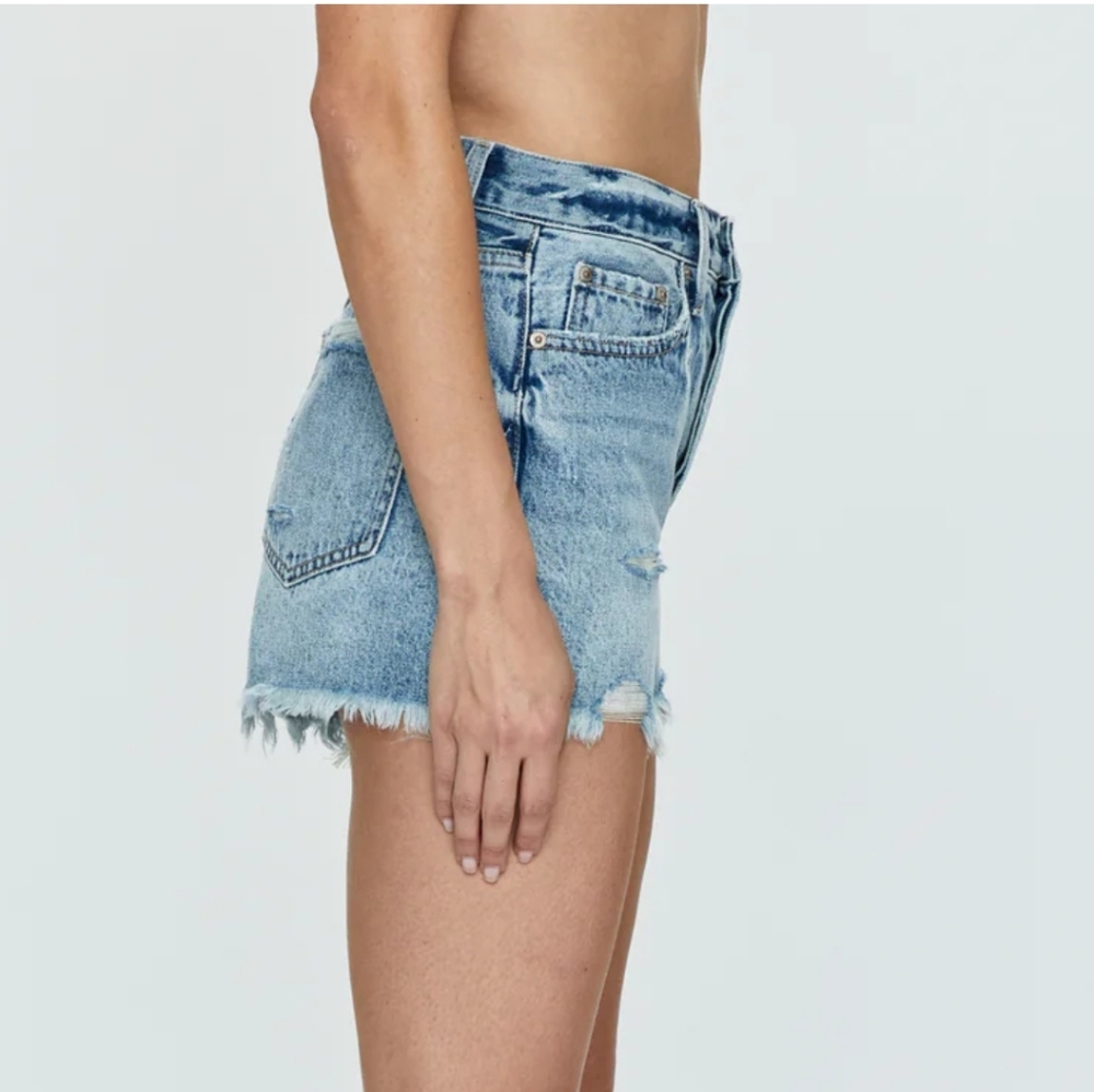 Pistola Blue Jean Shorts Distressed Frayed Hem